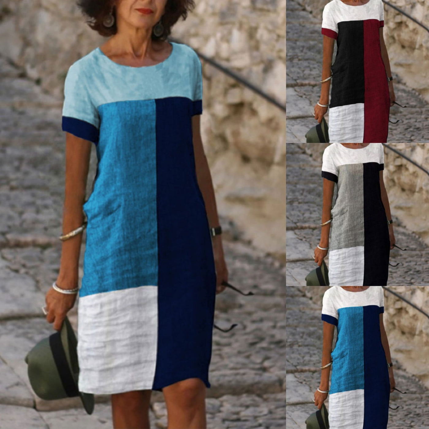 Lady Personality Positioning Check Dress