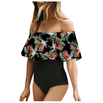 Siamese Fit Slimming Off-shoulder Bikini Swimsuit