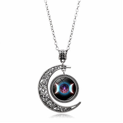 Creative Moon Goddess Time Gem Necklace