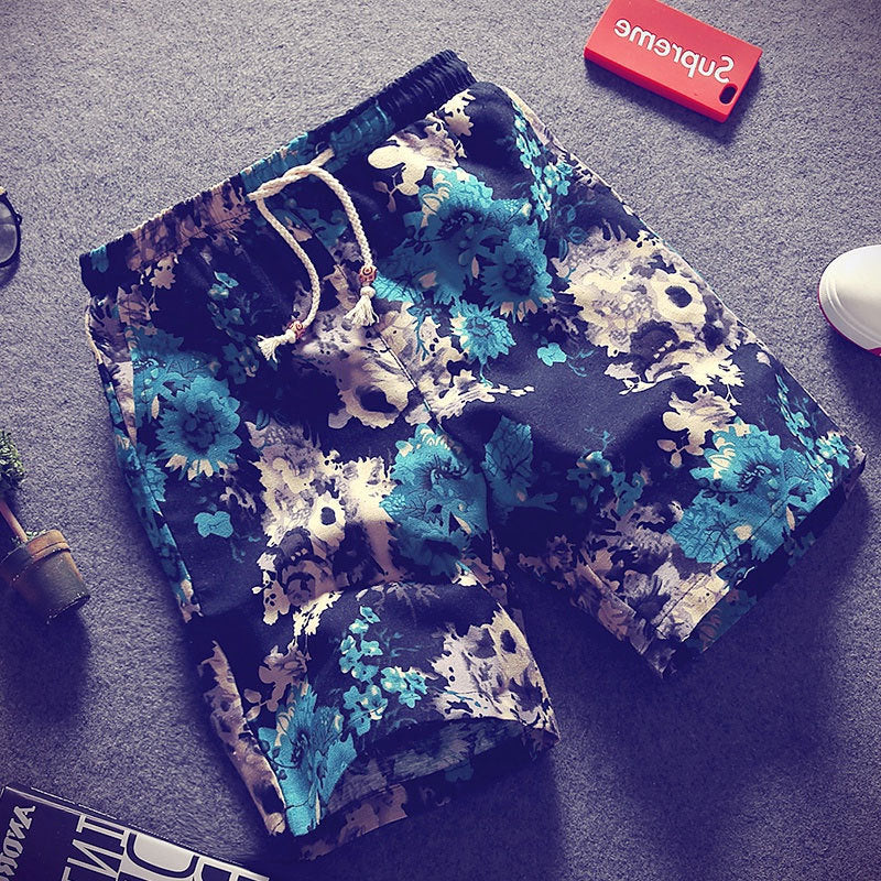 Linen printed five-minutes shorts