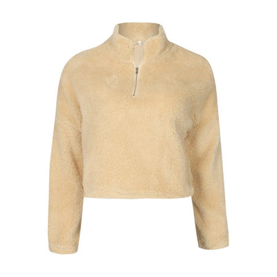 Turtleneck Zipper Plush long Hoodie