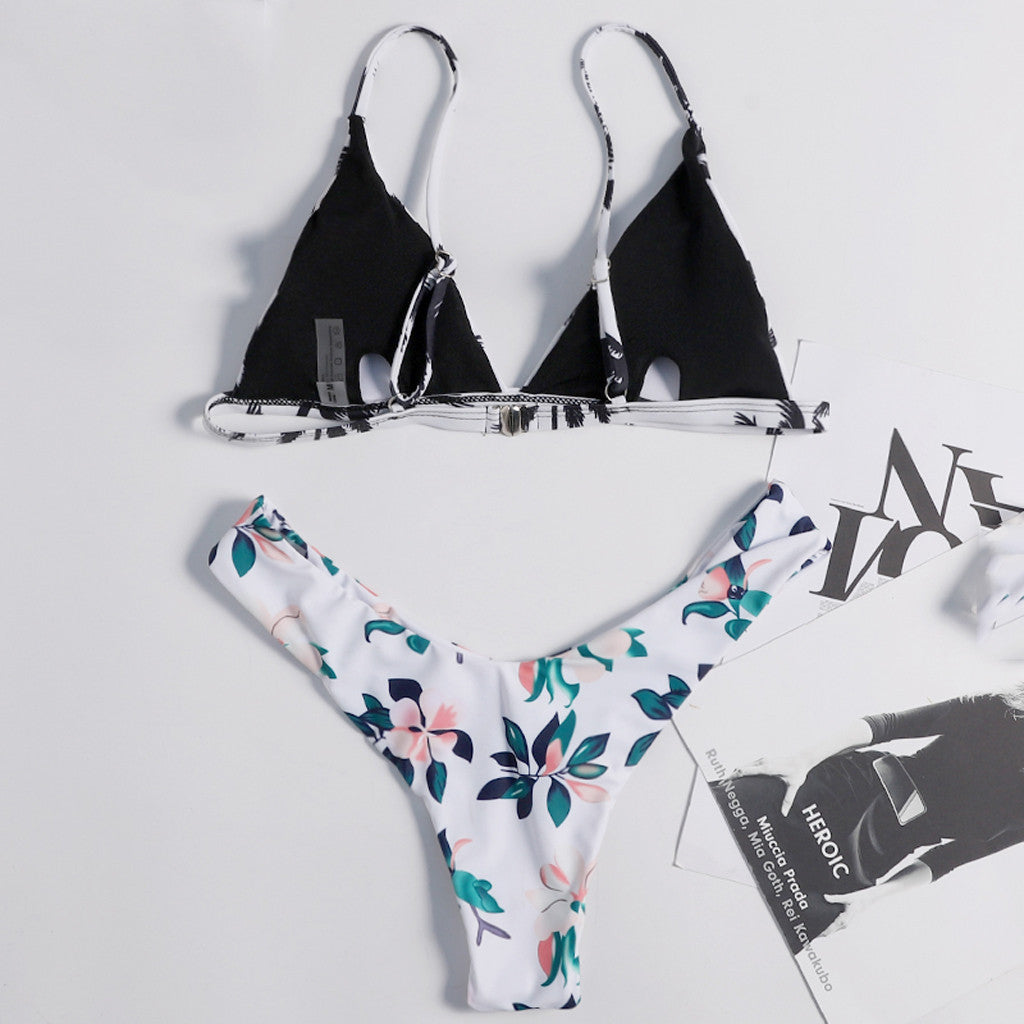 Blue Flower backless swimwear