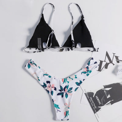 Blue Flower backless swimwear