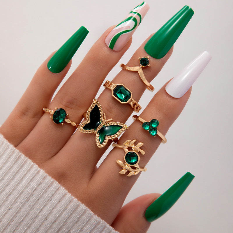 Emerald Diamond Palm Rings