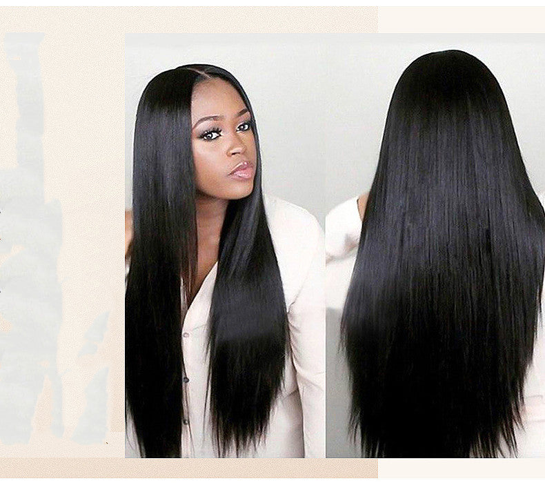 Headgear Style Split Black Long Wig