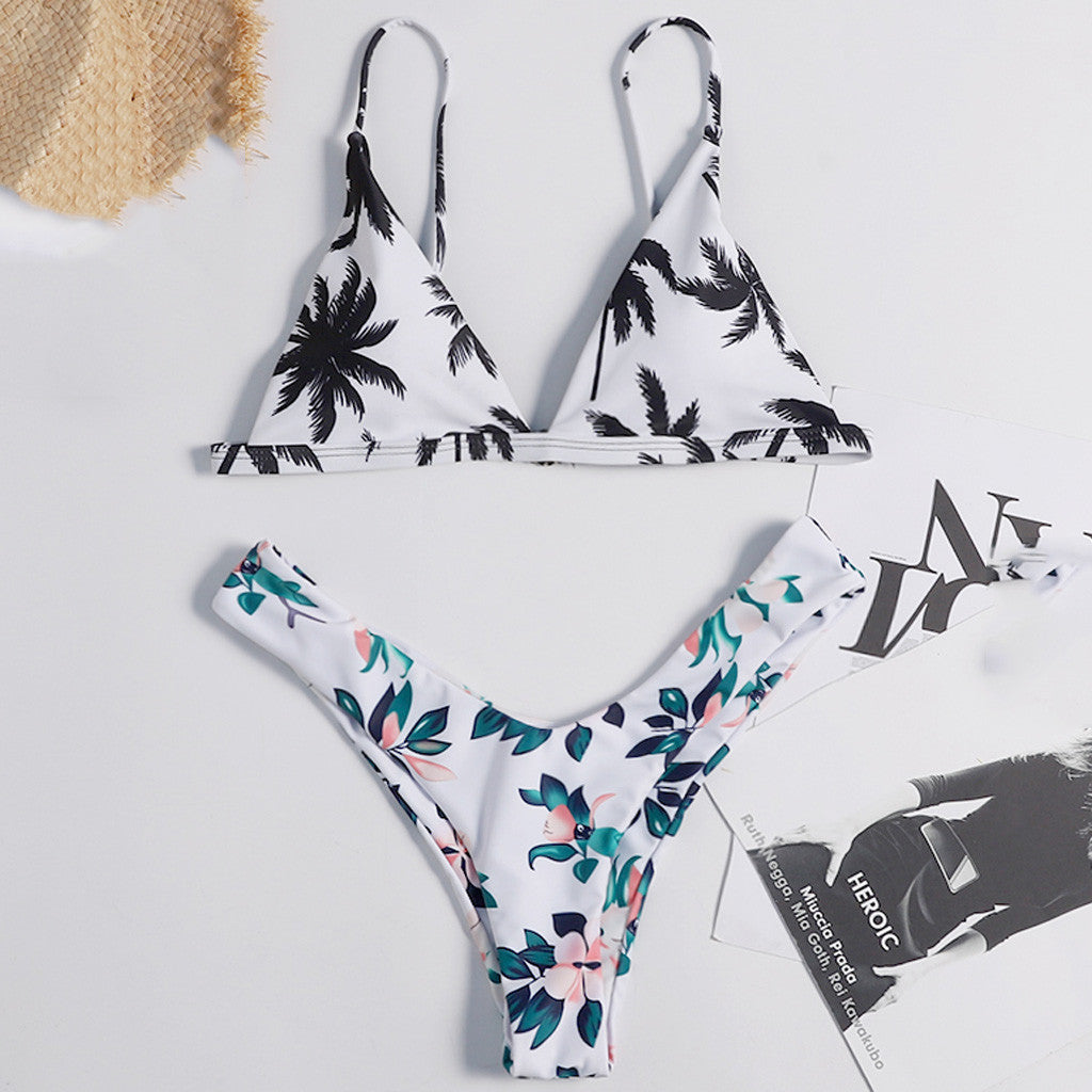Blue Flower backless swimwear