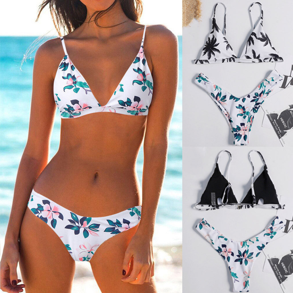 Blue Flower backless swimwear