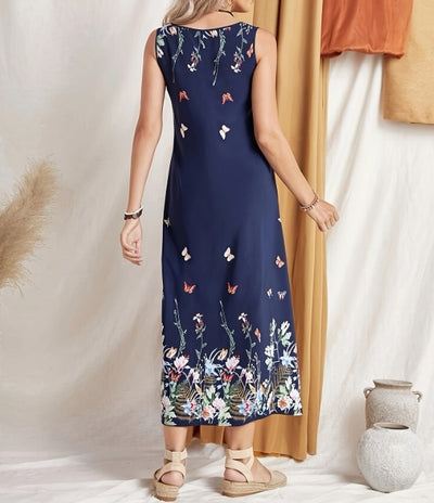 Butterfly Round Neck Off Shoulder Jumpsuit Long Skirt