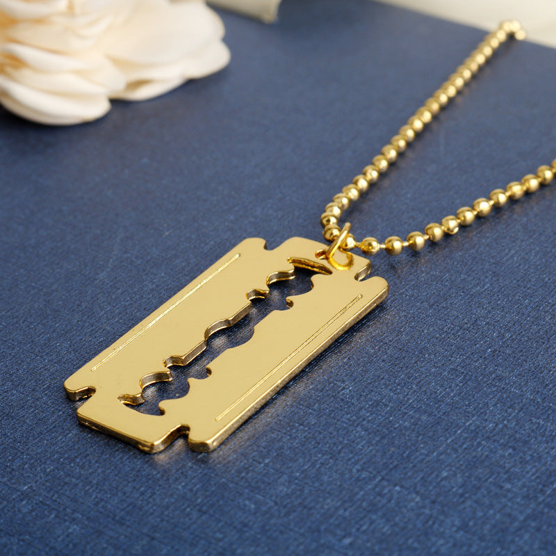 Barber Shop Razor Blade Ornament Pendant Necklace