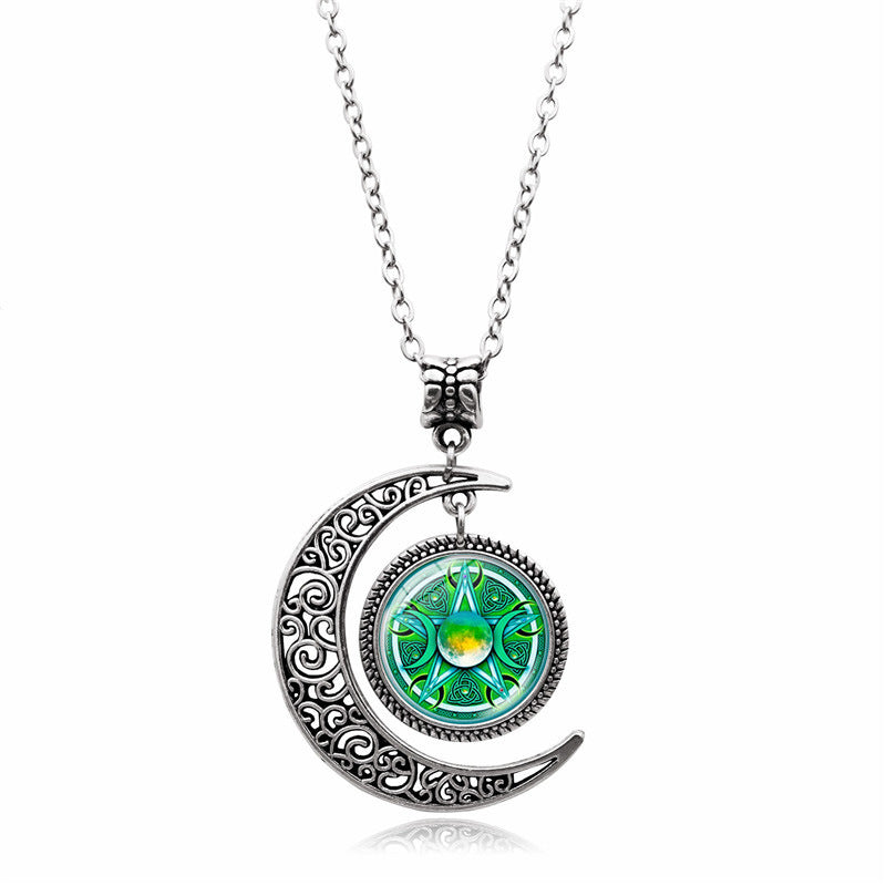 Creative Moon Goddess Time Gem Necklace