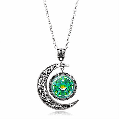 Creative Moon Goddess Time Gem Necklace