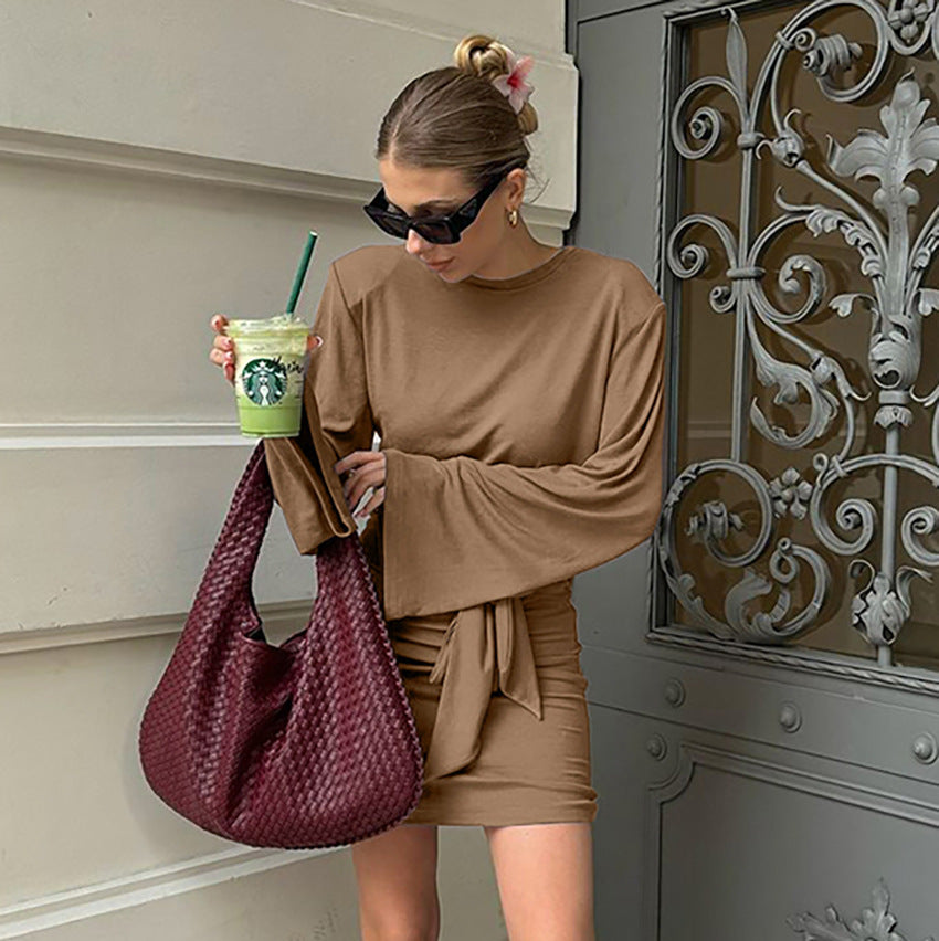 Sense Waist-controlled Lace-up Dress