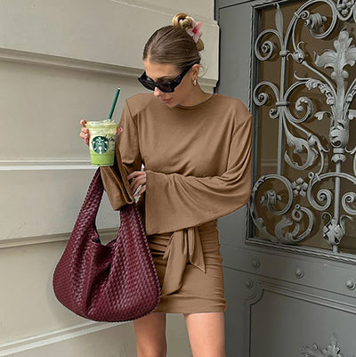 Sense Waist-controlled Lace-up Dress