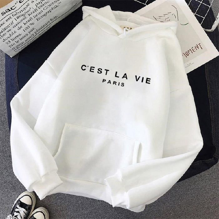 CEST LA VIE Loose Hooded Sweater