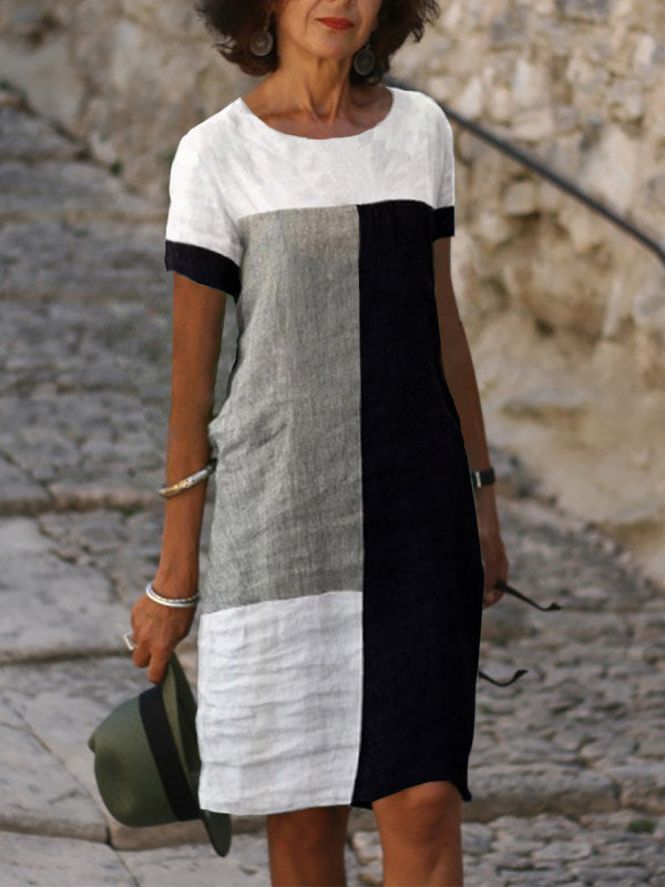 Lady Personality Positioning Check Dress