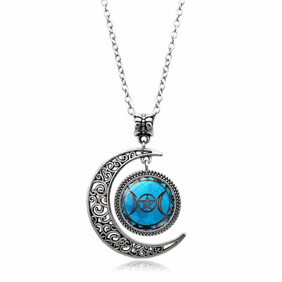 Creative Moon Goddess Time Gem Necklace
