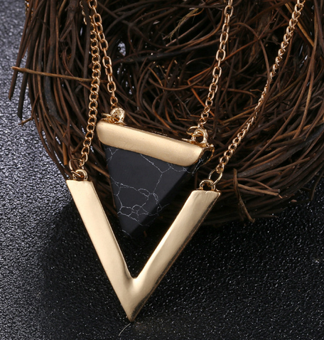 Marble Stone Triangle Necklace