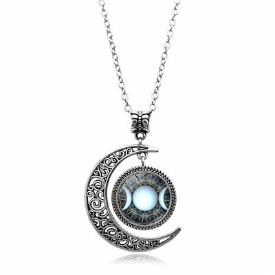 Creative Moon Goddess Time Gem Necklace