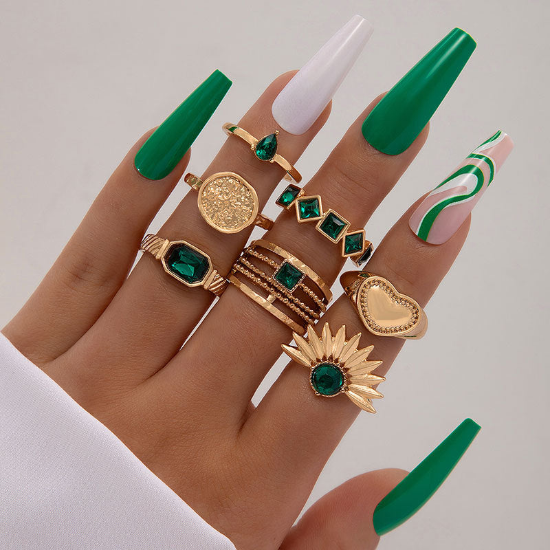 Emerald Diamond Palm Rings