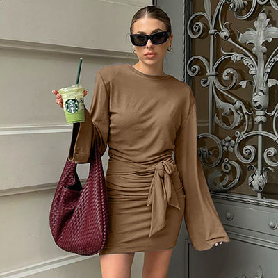 Sense Waist-controlled Lace-up Dress