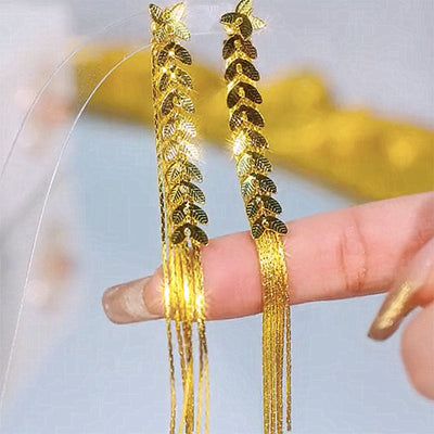 Wheat Long Fringe Earrings