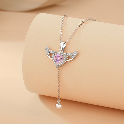 Cupid Heart Angel Wings Necklace