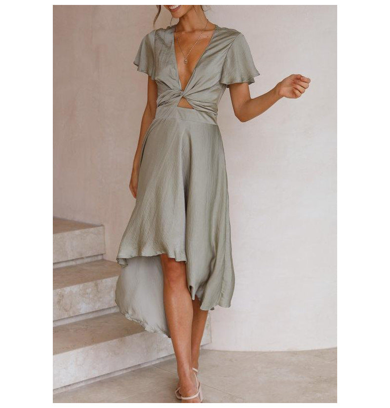 V-neck Asymmetric Dress