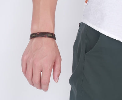 Hapic Braided Leather Bracelet