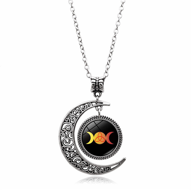 Creative Moon Goddess Time Gem Necklace