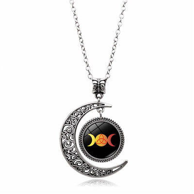 Creative Moon Goddess Time Gem Necklace