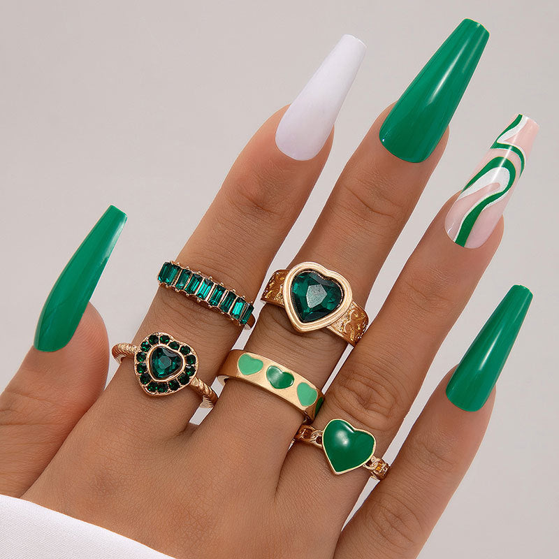 Emerald Diamond Palm Rings