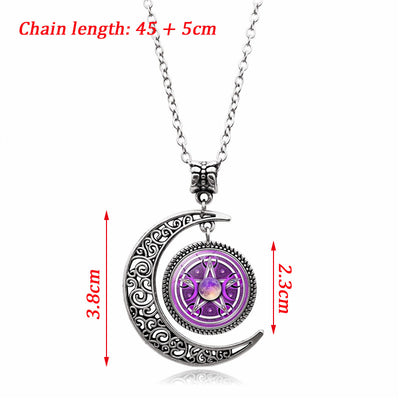 Creative Moon Goddess Time Gem Necklace