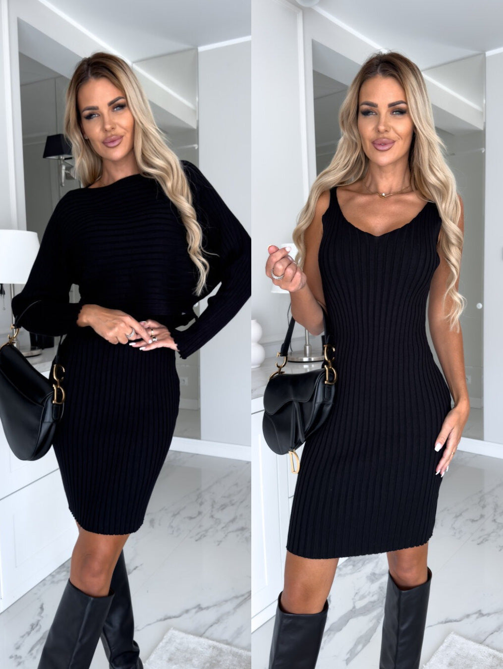 2pcs Suit Solid Stripe Long-sleeved Dress