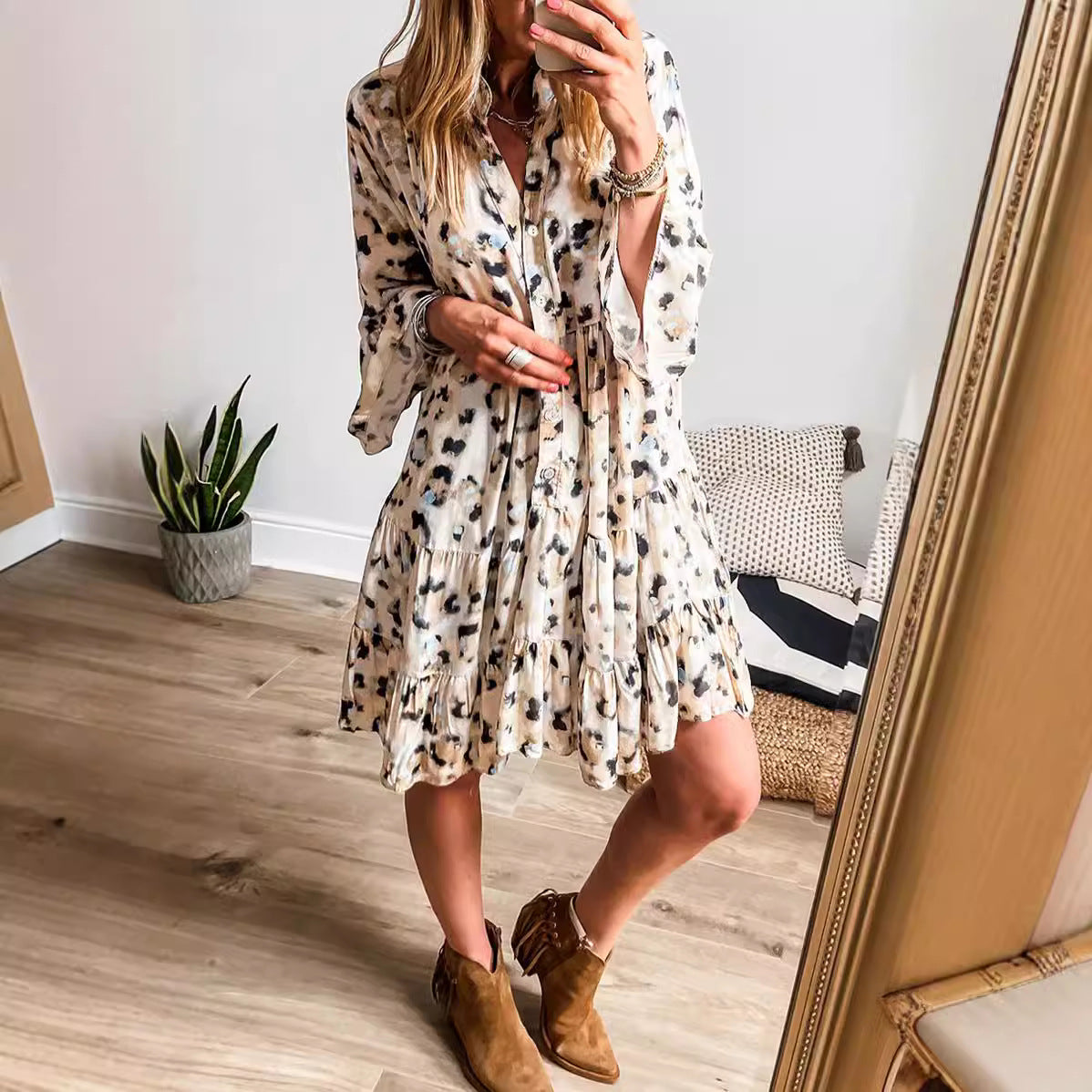 Loose Cool Button Dress