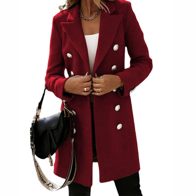 Long Turndown Collar Woolen Coat