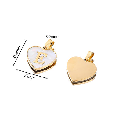 26 Letter White Shell Heart-shaped Necklace