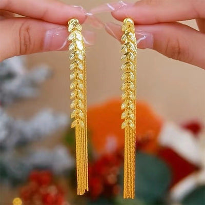 Wheat Long Fringe Earrings