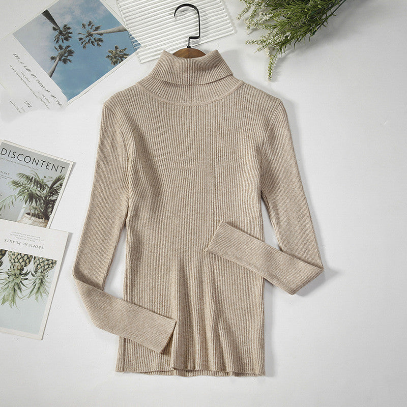 Pit Strip Knit Pullover Turtleneck Sweater