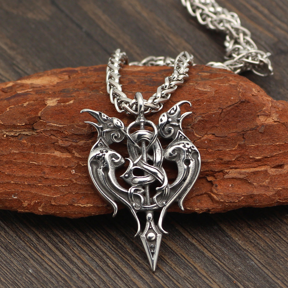 Viking Gemini Bearing Sword Men's Pendant Necklace