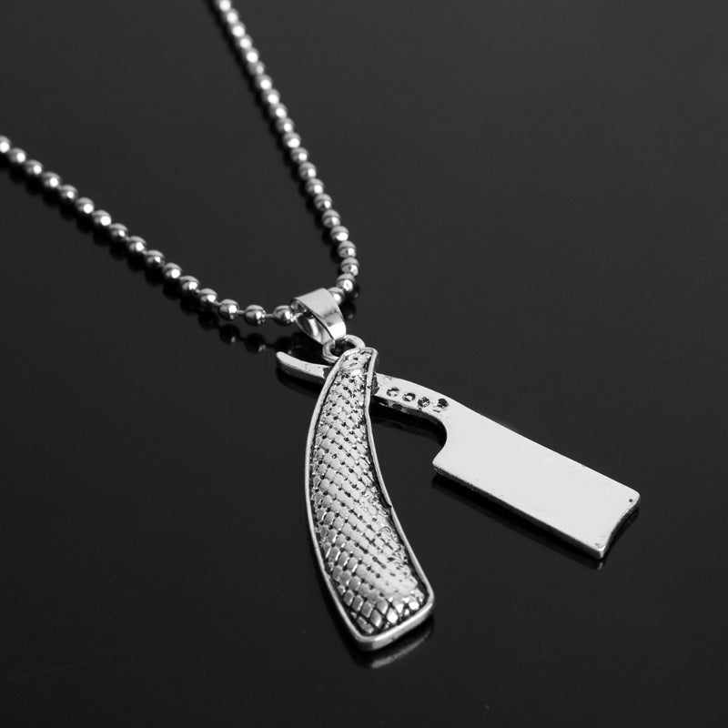 Barber Shop Razor Blade Ornament Pendant Necklace