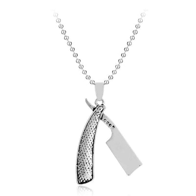 Barber Shop Razor Blade Ornament Pendant Necklace