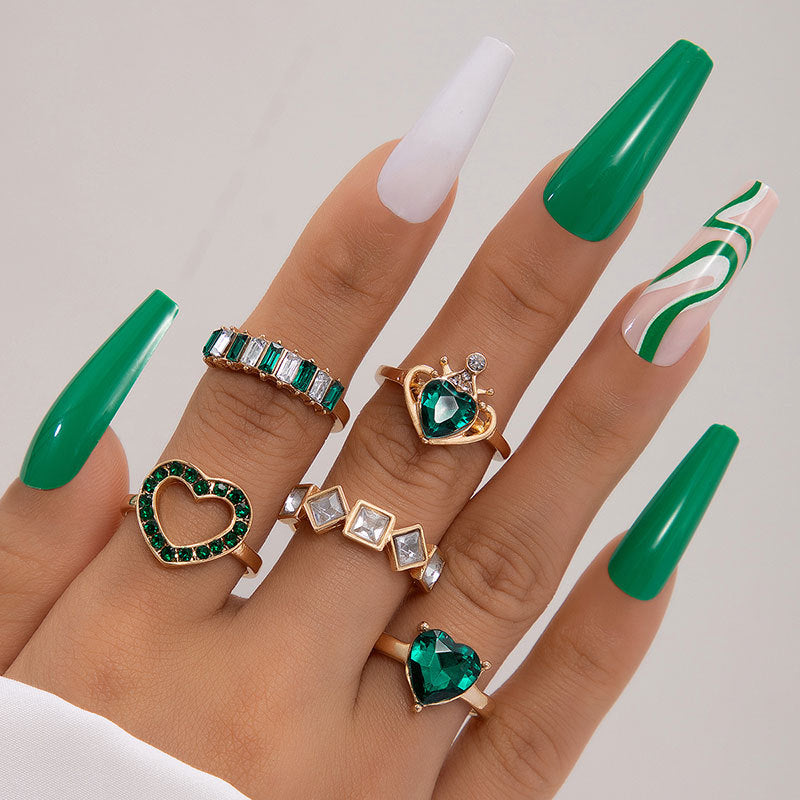 Emerald Diamond Palm Rings