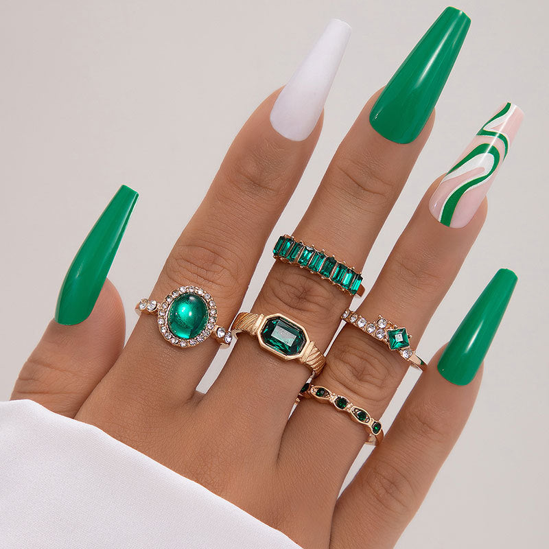 Emerald Diamond Palm Rings