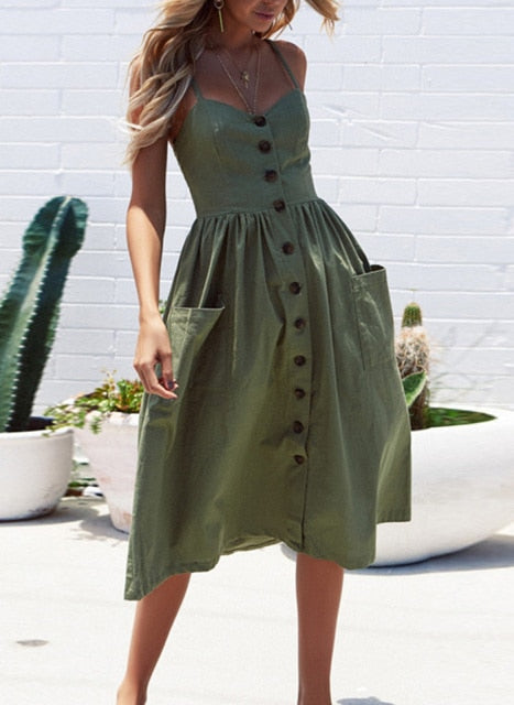 Midi Button Dress