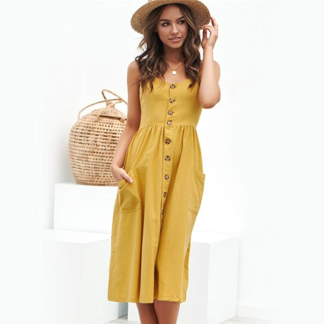 Midi Button Dress