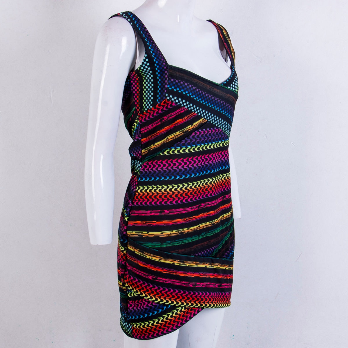 Strips Short Mini Dress