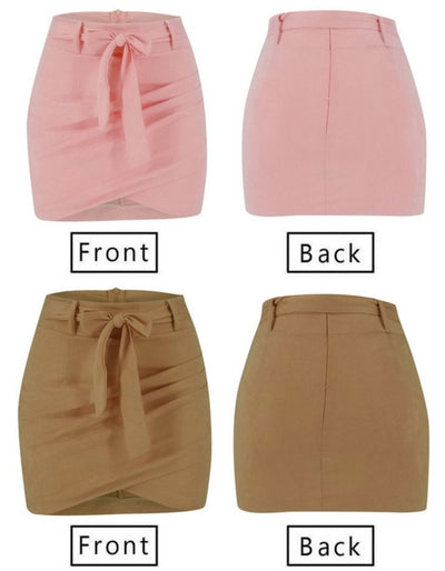Elastic Pleated Slim Mini Skirt